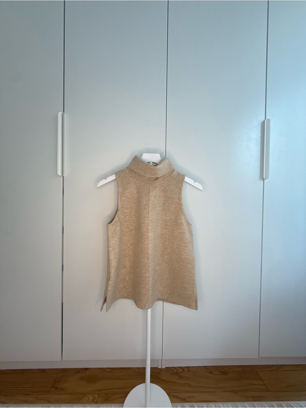 OGL Neutral Sleeveless Mock Neck Top in Light Beige - Picture 3 of 6
